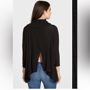 FP Beach Free People World Traveler Open Back Knot Poncho Black XS